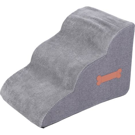 Escalera para mascotas, 3 peldaños, diseño antideslizante, GRIS (1/2)