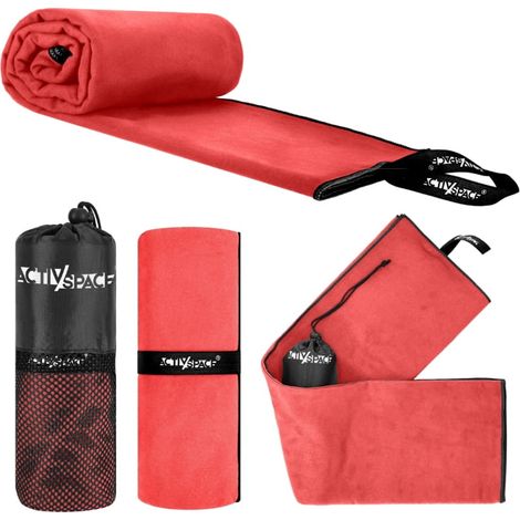 Schnelltrocknendes Mikrofaserhandtuch 180 x 90 cm groß – rot
