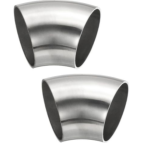 2pcs Coude À 45 Degrés À Mandrin, 48mm OD Coude D'Échappement En Acier Raccord De Tuyauterie D'Échappement En Acier Inoxydable 304 Pour Échappement Main Courante HVAC (1/5)