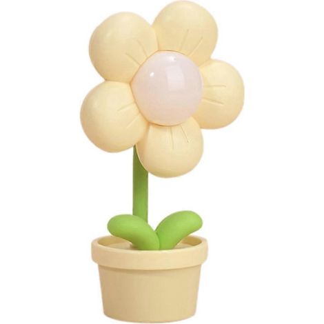 Veilleuse fleur de dessin animé à piles, lampe de chevet jaune -- (1/5)