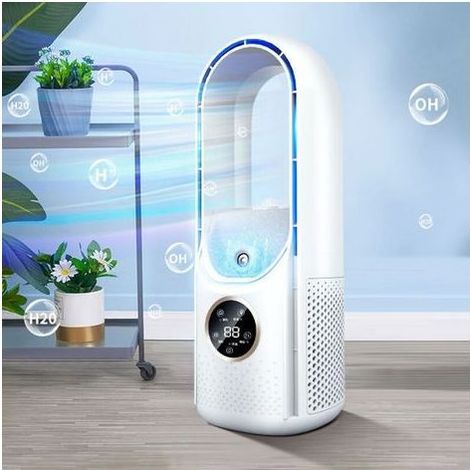 Ventilateur sur pied Ventilateur colonne oscillant Sans Lame 6 vitesses blanc (1/5)