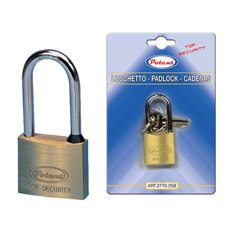 LUCCHETTO ARCO MEDIO 2700B POTENT - OTTONE ARCO CROMATO CHIAVI 2 MM 30- 12 pezzi