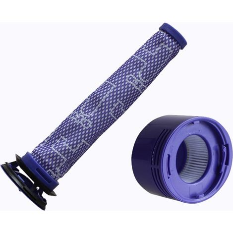 set of purple plastic adapters for Dyson V7 and V8 vacuum cleaners: pre-filter, filter element and filter cotton. (1/5)
