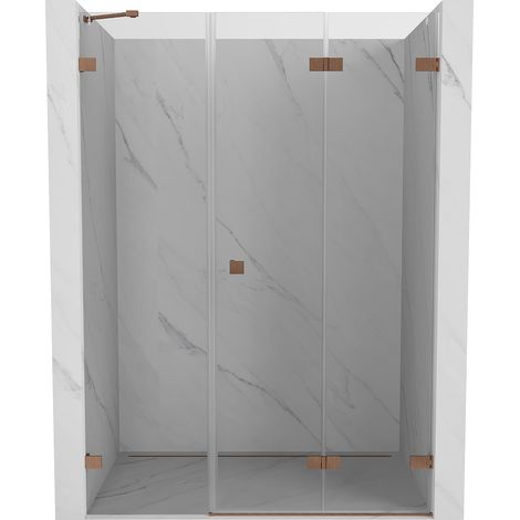 Mexen Lunar-F Falttür Duschkabine rechts 110 cm, transparent, gebürstetes Kupfer - 836S-110-050-65-00-P (1/5)