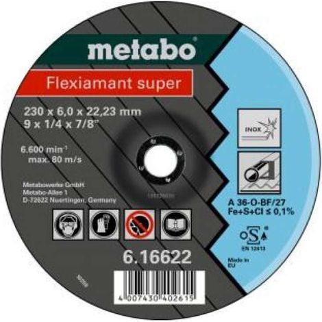 Mola abrasiva METABO - acciaio inox 180x6x22,2 mm 616610000