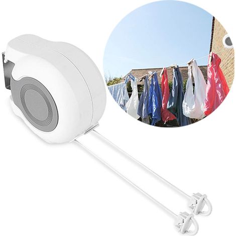 Corde à linge extensible lot de 2 plastique blanc rétractable pour camping et séchage du linge en extérieur (1/5)
