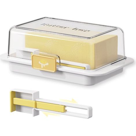 Butterdose Butteraufbewahrungsbehälter Butterdose mit Deckel Hält Butter frisch Dosierbar Mit Griff, Einhanddeckel und Messbecher Fassungsvermöge (1/5)