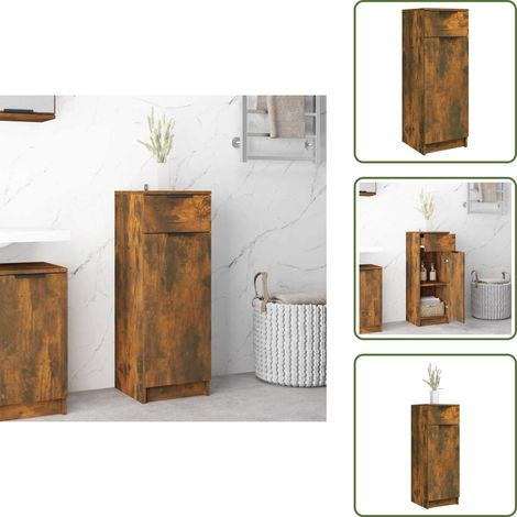 The Living Store Armoire de bain Chêne fumé 32x34x90 cm Bois d'ingénierie - Rangement salle de bain (1/5)