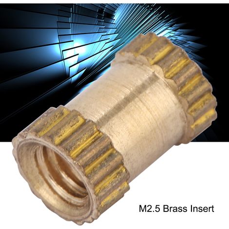 Écrous à sertir ronds moletés en laiton M2.5, inserts filetés cylindriques pour moulage, 50 pièces, dimensions 2,5 x 6 x 3,5 mm (1/5)