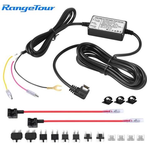 Kit de câblage DVR - Range Tour - Convertisseur 12/24V à 5V - 2.5A - Câble d'alimentation - Surveillance 24/24