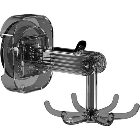 Gancho con ventosa, giratorio 360° y plegable, apto para armarios de cocina y baño (gris transparente, 1 unidad, 8,5129 cm). (1/5)