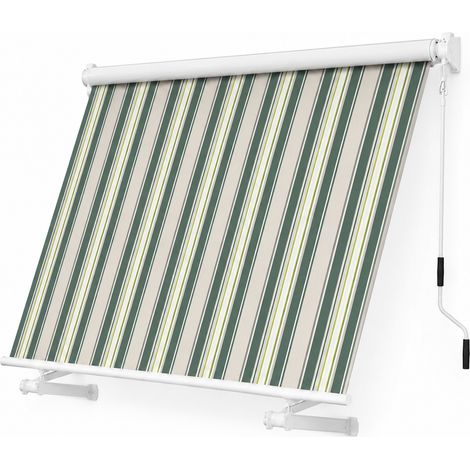 Tenda Da Sole Manuale Con Struttura In Alluminio E Tessuto In Poliestere 280G Schermo Solare Privacy Per Balcone Terrazza Veranda E Spazi All'Aperto 295x250x50 Cm Verde E Beige (1/5)