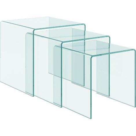 Table gigogne verre trempé transparent Kays - Lot de 3 (1/4)
