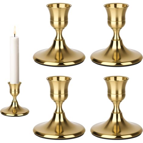 Set di 4 portacandele dorati - Elegante decorazione retrò - per Natale, matrimoni, feste, compleanni, decorazioni da tavola (7 x 6,7 cm) (1/5)