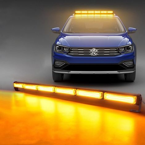antom 90cm 60W Gyrophare Orange LED, 12V/24V Jaune LED Avertissement et 3 meters cordons,14 Modes stroboscopiques clignotants