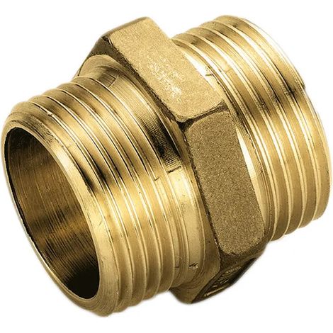 "NIPLES DOPPIO RIDOTTO MASCHIO/MASCHIO IN OTTONE GIALLO 2"""" x 1""""1/2"