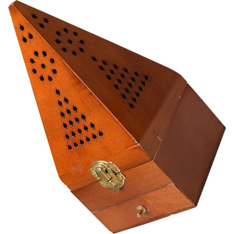 Brûleur de Parfum en Bois Pyramide Vintage, Porte-Parfum Créatif pour Purifier L'air et Soulager Le Stress, pour Bureau et Contemplation (1/5)