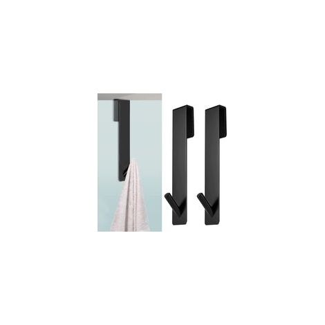 2 Pièces Crochets de Porte de Douche, Crochet Douche Sans Percage, Crochet Mural Cabine de Douche, Crochet de Douche en Acier Inoxydable, pour Épaisseurs de Verre de 6-12mm (Noir)