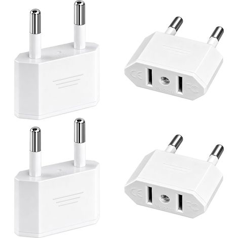4 Packs Adaptateur de Voyage USA vers UE, Convertisseur de Prise Américaine vers Europe/Allemagne 2 Broches, pour Amérique, Canada, Mexique, Espagne, Égypte (1/5)