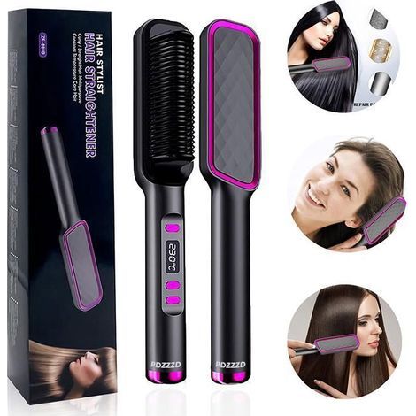Brosse Lissante Chauffante pour Lisser et Boucles 30 RéGlages de TempéRature, Brosse Coiffante Anti-échaudage+Chauffage Rapide-Ywey