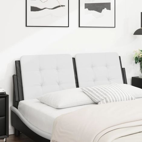 Kopfteil-Kissen "Zadar" Weiß und Schwarz 120 cm Kunstleder