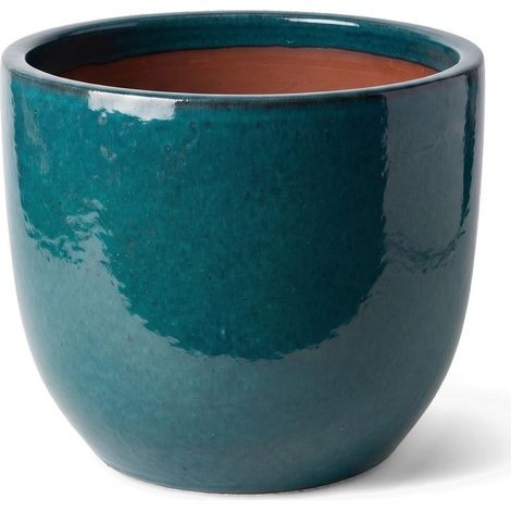 Pot grande taille d'extérieur LANCELOT 48x43cm lagon tropical, fait main en terre cuite émaillée, résistant au gel (1/2)