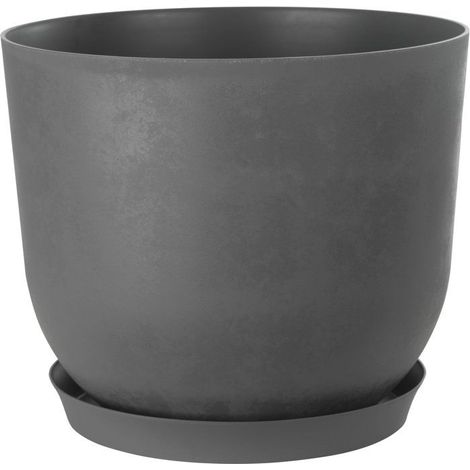Vaso da fiori rotondo - GARDEN ID - Swing Rotondo - Ø 30 - 13 L - H 25 cm - Grigio