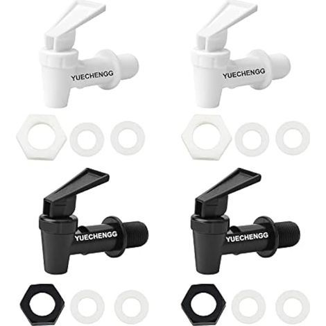 Lot de 4 distributeurs de boissons en plastique - Robinet de rechange pour distributeur d'eau - Convient pour les boissons froides et chaudes, tonneau à bière, verre, café, jus, fontaine à boire, noir