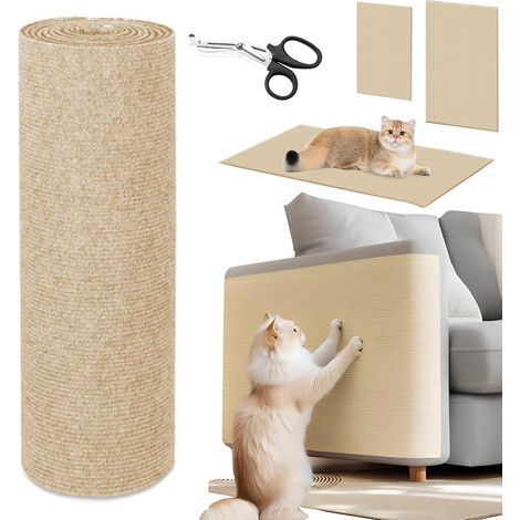 300x40cm Tapis Griffoir pour Chat Tapis Auto-Adhésif Griffoir Chat Canapé Anti Griffe DIY Protection Canape pour Protège Les Meubles (Couleur kaki-200x30cm) (1/5)