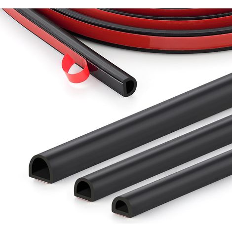 Bande d'étanchéité en silicone en forme de D de 7 m (23 pi) - Auto-adhésive - Bande isolante - Espacement de 3 à 6 mm (1/8 po à 1/4 po) - Largeur : 9,5 mm (3/8 po) × Épaisseur : 6,35 mm (1/4 po) - Noi (1/5)