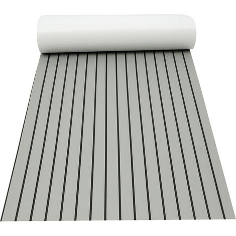 Sous-couche marine en mousse EVA 240 cm × 90 cm × 6 mm Tapis antidérapant pour yacht (dos adhésif) Revêtement de sol en teck synthétique Gris clair + noir (1/5)