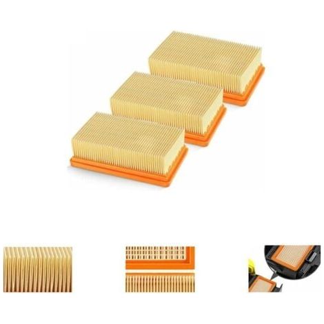 3 Pack remplacement plat plissés Filtre Karcher MV4 MV5 MV6 WD4 WD5 WD6, WD4P WD5P WD6P Aspirateur Wet-Dry - remplace 2,863-005,0 thsinde (1/5)