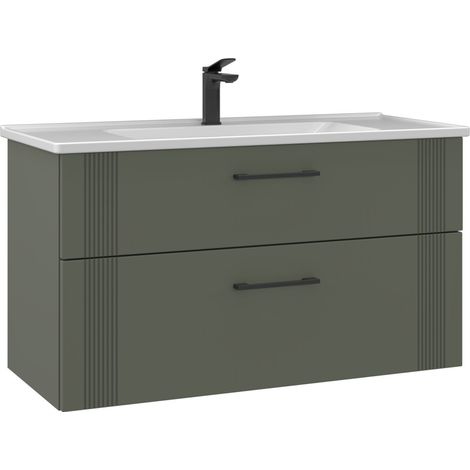 Waschtischunterschrank "Bari 100 v2" – 100 x 45 x 55 cm – Matte Green (1/5)