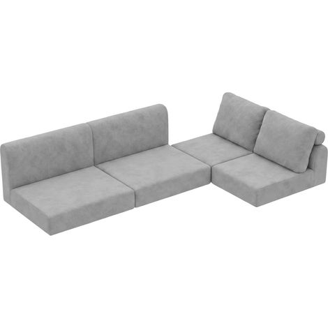 Divano letto 160x80x78 cm in tessuto flanella grigio salvaspazio FloraGrace (1/5)