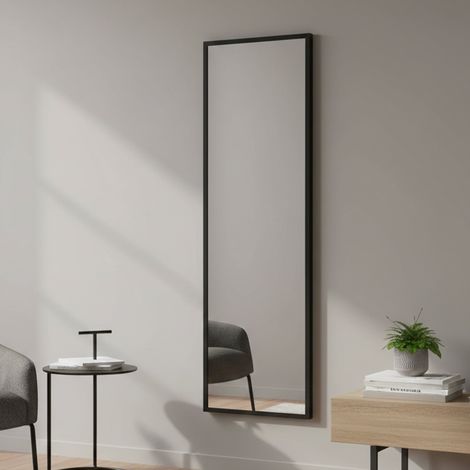 Dmora - Espejito Alp, Espejo, Objeto de decoración de pared, Decoración de espejo, 50x2h160 cm, Negro, con embalaje reforzado (1/5)