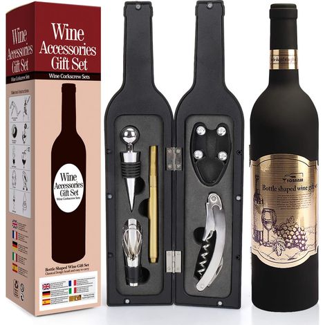 Ouvre-bouteille - Bouchon à vin - Carafe à vin - Set d'accessoires pour vin - 3 pièces (1/5)