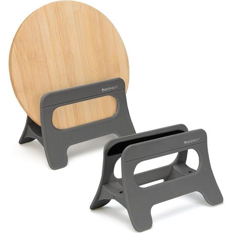 Set of 2 cutting board holders, cutting board organizer, cutting board rack for countertop, cabinet, pot lid, gray (1/5)