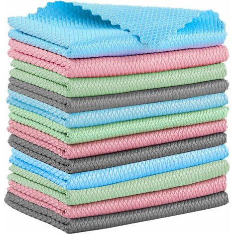 Confezione da 12 panni per la pulizia, panni in microfibra da 40 x 30 cm, panni riutilizzabili per la pulizia di cucina, bagno, finestre e auto. (1/5)