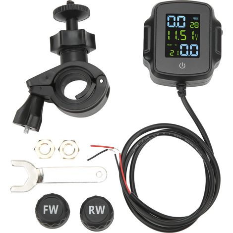 Système de surveillance de la pression des pneus de moto TPMS 12V USB rechargeable affichage haute précision avec 2 capteurs externes (1/5)
