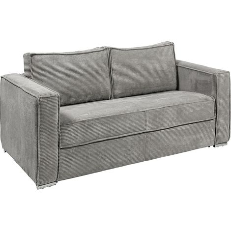 Divano letto 3 posti a ribalta letto 140 cm Materasso 14 cm in Velluto a coste Grigio Posto - LORETO