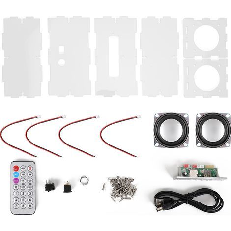 Kit de haut-parleur Bluetooth, Pack de musique MP3, son stéréo, Mini amplificateur de puissance 3W avec télécommande, transparent (1/5)