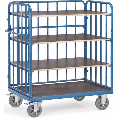 Fetra Super-MultiVario-Transporter Etagenwagen mit 4 Etagen mit Stirnwänden und einer Längswand 1000x700mm (1/2)