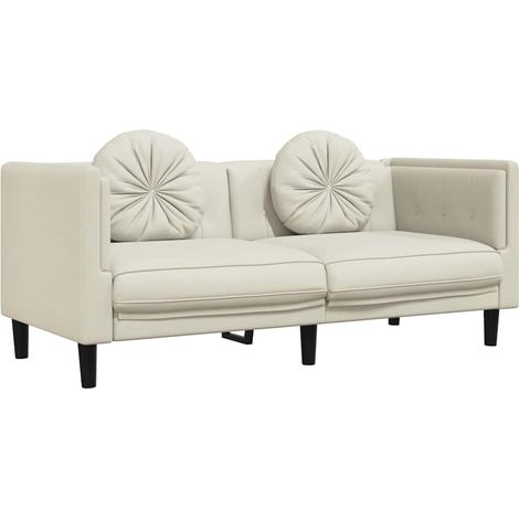 Canapé avec coussins 2 places,Sofa pour Salon,Banquette crème velours CFW776546 (1/5)