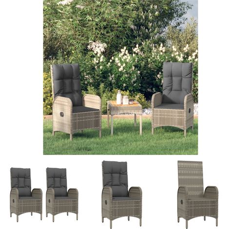 The Living Store -  Gartenstühle 2 Stk. Poly Rattan Grau (1/5)