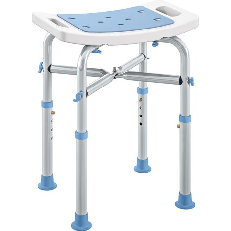 HOMCOM Adjustable Shower Stool with Foot Pads for Elderly, Light Blue (1/5)