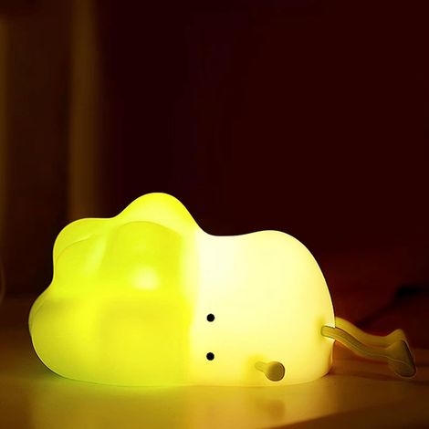 Veilleuse Enfant Chou Mignon, Lampe Chou Vert Silicone Premium, Lumière Nocturne Pépinière, Contrôle Tactile, Rechargeable USB-C, Cadeau Bébé (1/5)