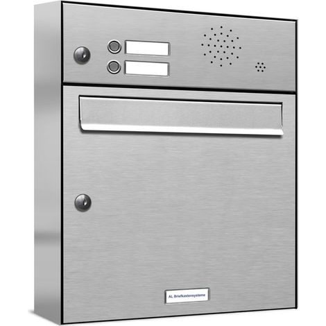 1er V2A Edelstahl Briefkastenanlage für Aufputz - Wandmontage 2 Klingel (1/5)