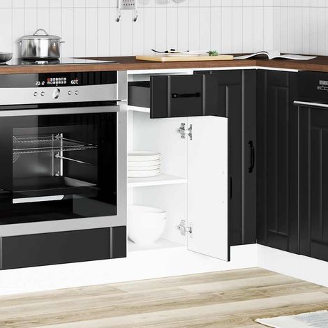 vidaXL Armoire de cuisine Lucca noir bois d'ingénierie (1/5)