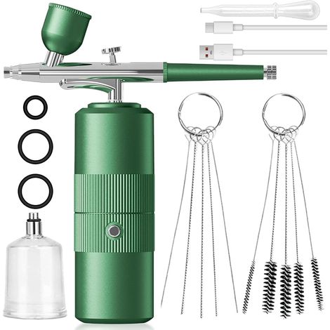Kit aérographe avec compresseur, pistolet pulvérisateur sans fil, kit aérographe portable avec compresseur, pistolet pulvérisateur portable rechargeable par USB pour hydratation de la peau, tatouage (1/5)