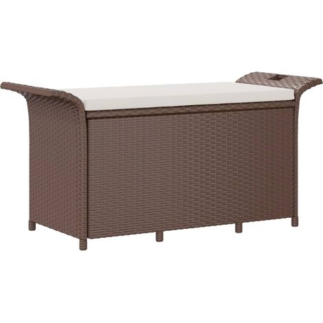 Banc de jardin avec coussin marron 116x46x57 résine tressée (1/5)